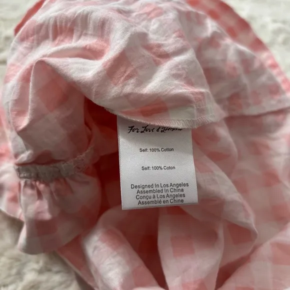 For Love &amp; Lemons Women's Size XL Pink Lotti Gingham Shorts