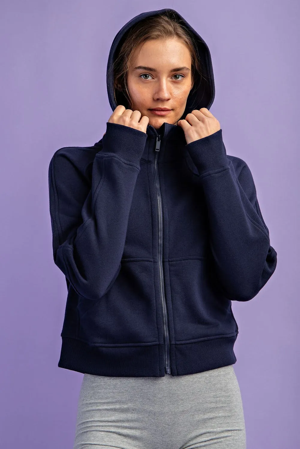French Terry Long Sleeve Full Zip Hoodie | RAE MODE- Final Sale