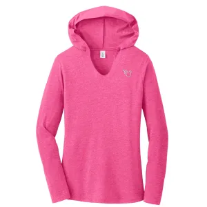 Fuscia V-Neck Triblend Hoodie