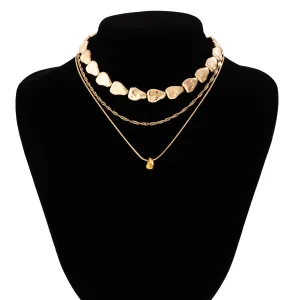 Geometric Layered Tiny Waterdrop Pendant Irregular Stone Chain Necklace Set