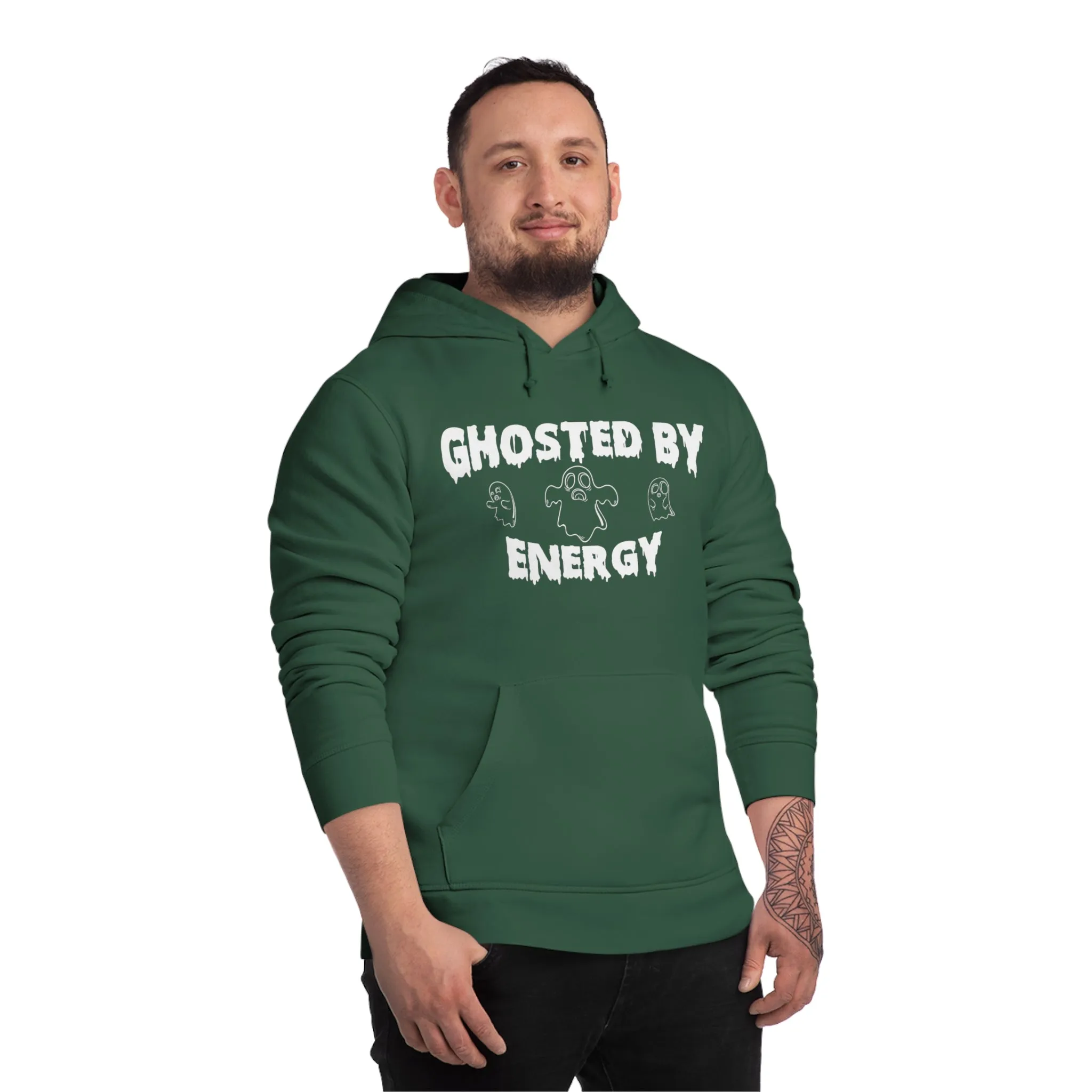Ghosted by Energy with Spooky Ghosts, Unisex Organic Drummer Hoodie, Printed