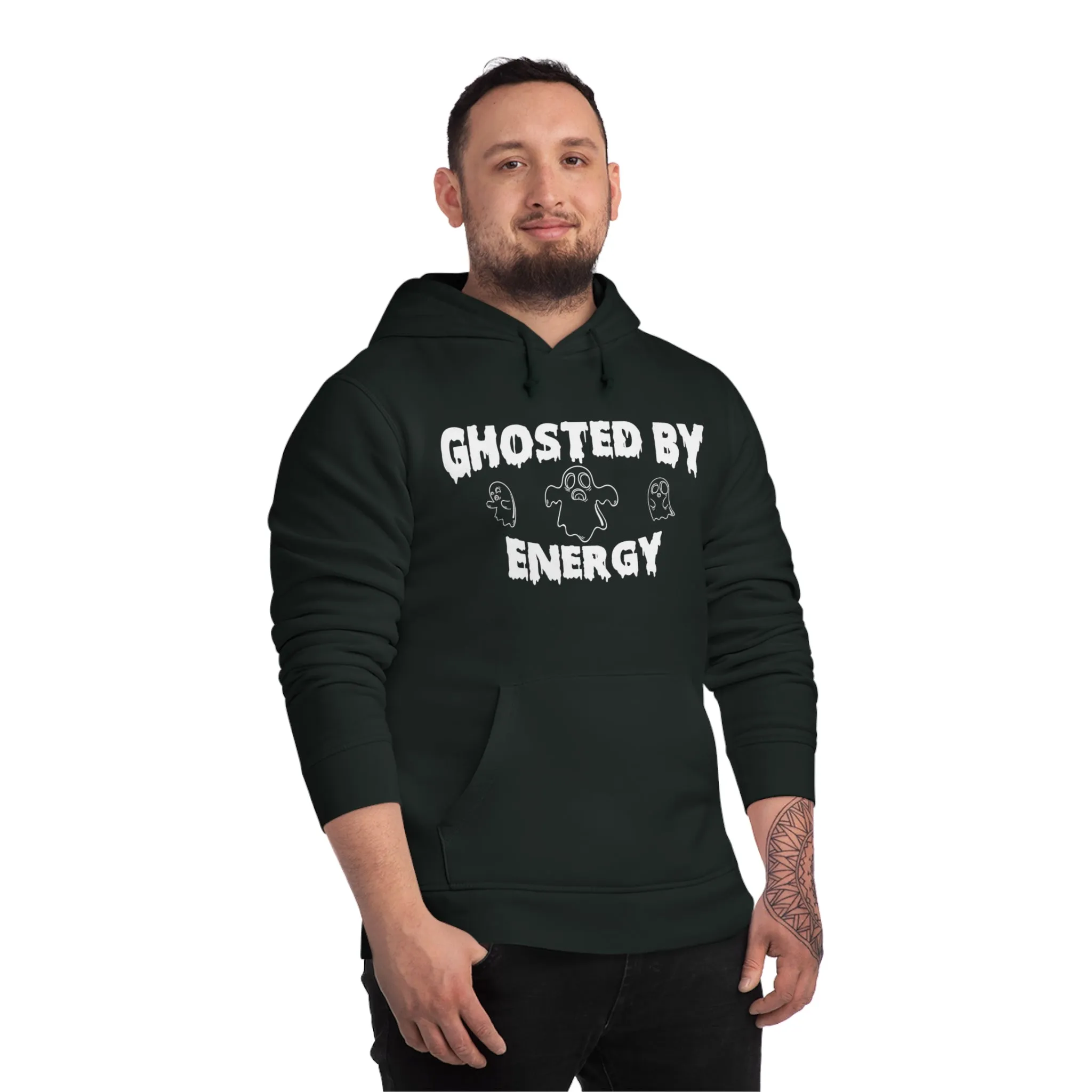 Ghosted by Energy with Spooky Ghosts, Unisex Organic Drummer Hoodie, Printed