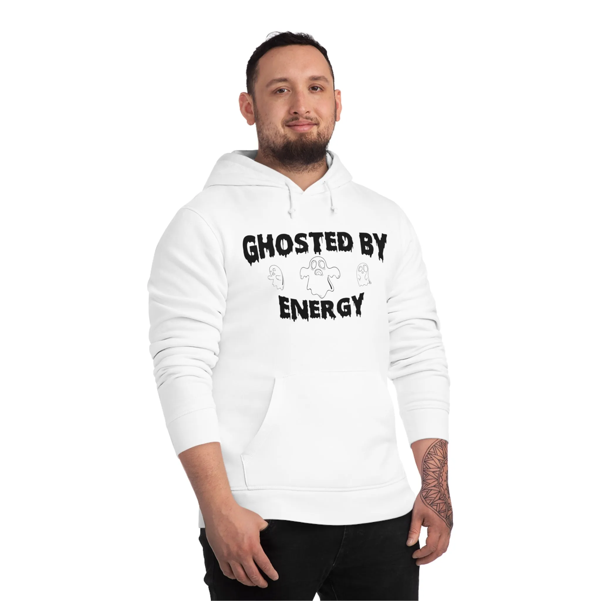 Ghosted by Energy with Spooky Ghosts, Unisex Organic Drummer Hoodie, Printed