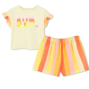 Girls Yellow Stripe Short Set