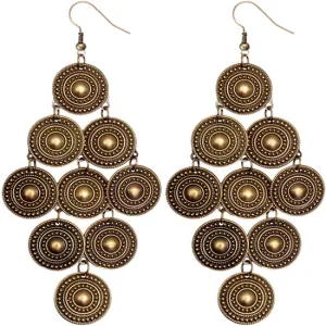 Gold Layered Disc Dangle Earrings