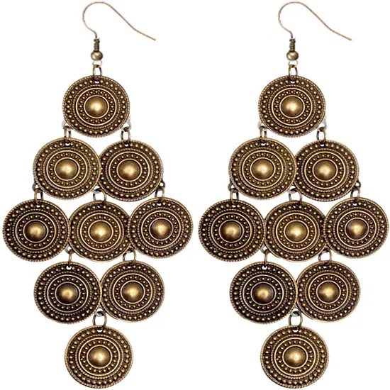 Gold Layered Disc Dangle Earrings