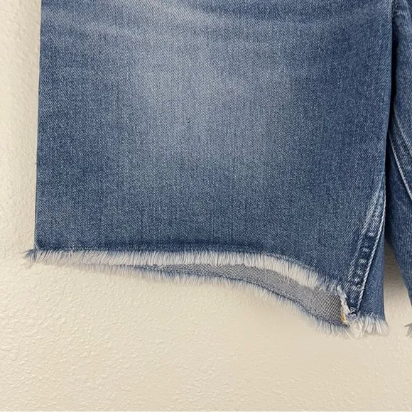 GOOD AMERICAN 90s Icon High Waisted Distressed Raw Hem Summer Plus Size Shorts