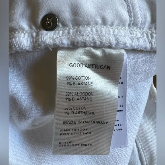 GOOD AMERICAN Good ‘90s White Denim Jean Cutoff Shorts Women's 4/27 MSRP $129