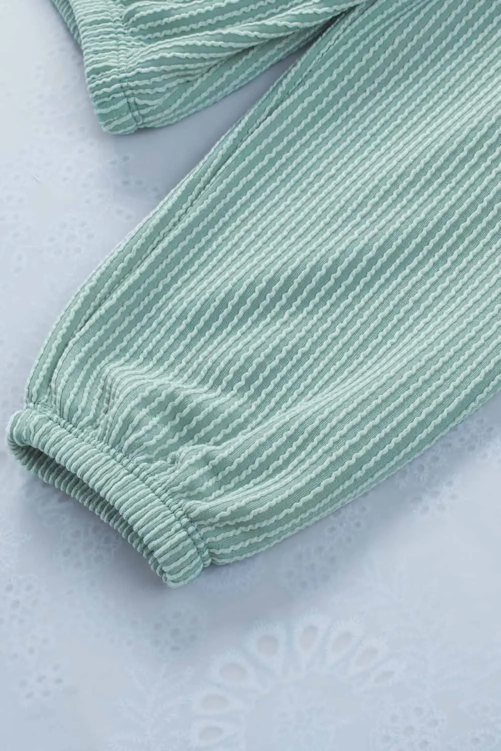 Green Loose Fit Ribbed V Neck Hoodie