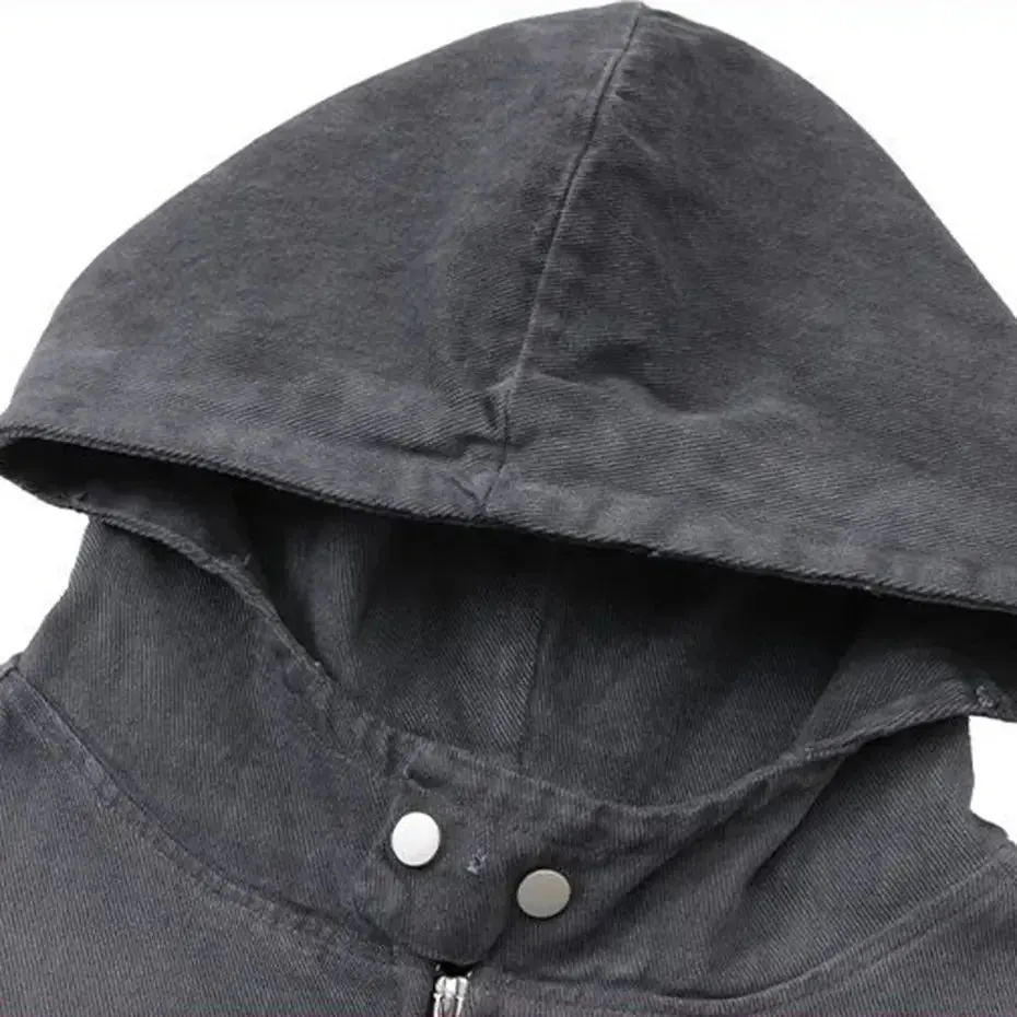 Hip Hop Streetwear: Men’s Hoodies with Star Patchwork - Loose, Zip-up Sweater Hooded Pullover