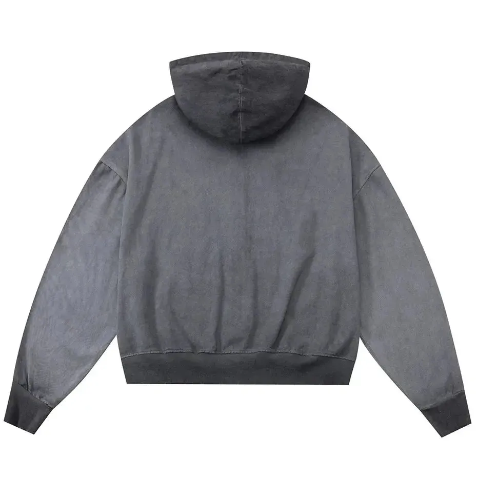 Hip Hop Streetwear: Men’s Hoodies with Star Patchwork - Loose, Zip-up Sweater Hooded Pullover