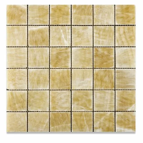 Honey Onyx 2 X 2 Polished Premium Mosaic Tile on Mesh (6" X 6" Sample)