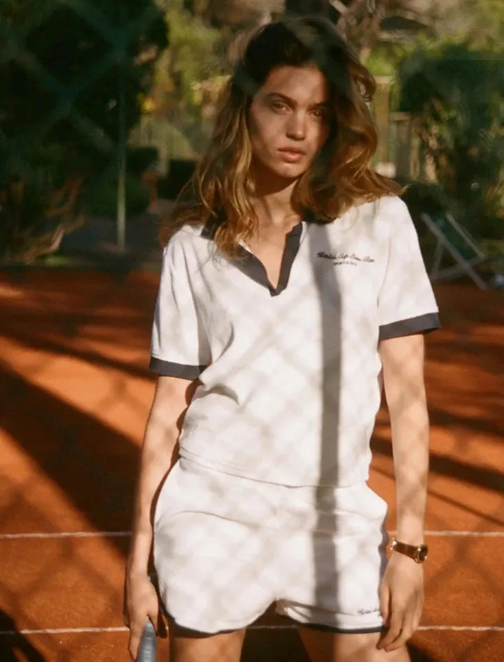 Hotel du Cap Cursive Terry Short - White/Navy