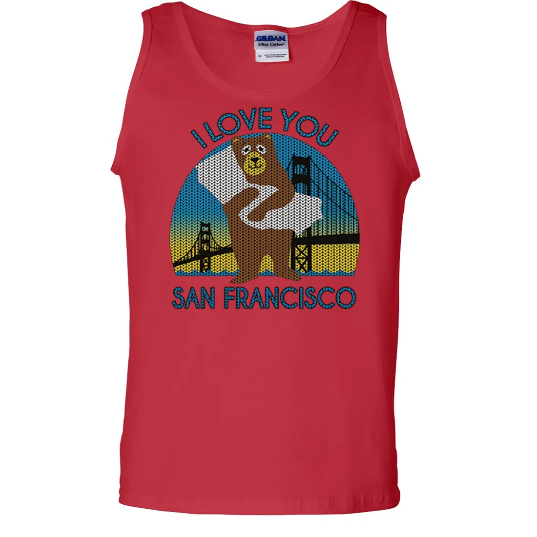 I Love You SF Knit Style Bear Asst Colors Tank Top