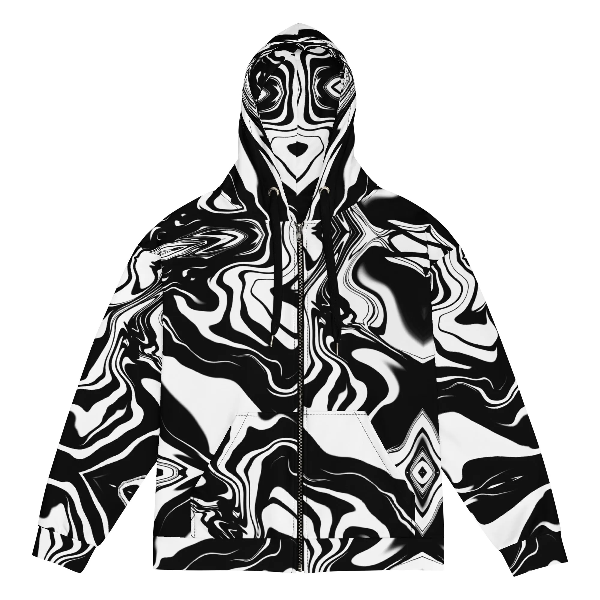 Illusions Psychedelic Black   White Eco Zip Up Hoodie
