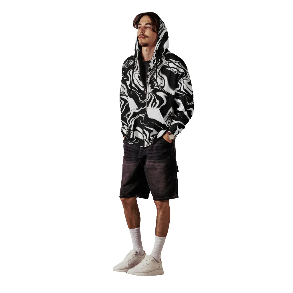 Illusions Psychedelic Black   White Eco Zip Up Hoodie