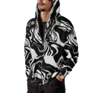 Illusions Psychedelic Black   White Eco Zip Up Hoodie