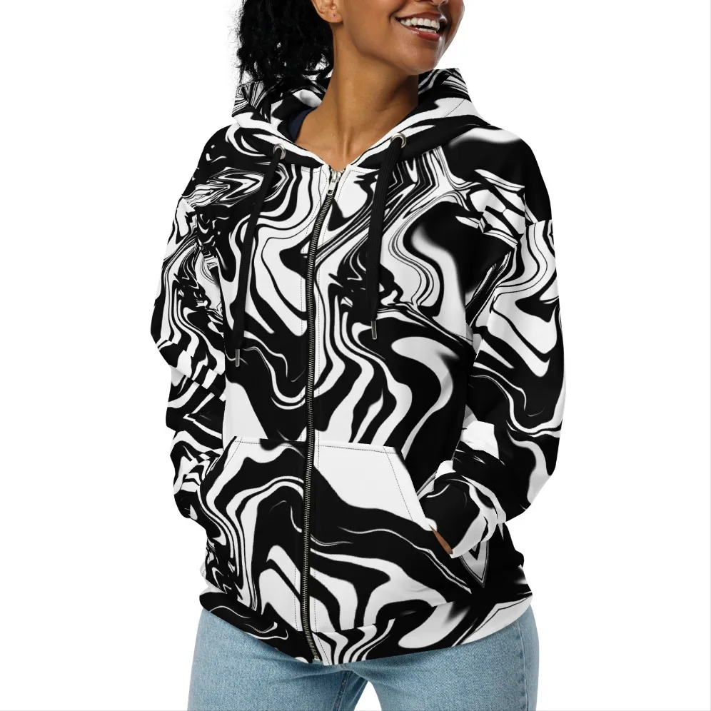 Illusions Psychedelic Black   White Eco Zip Up Hoodie