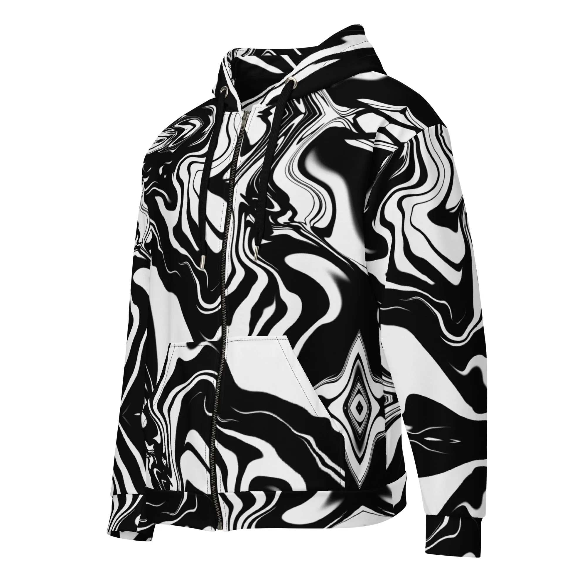 Illusions Psychedelic Black   White Eco Zip Up Hoodie