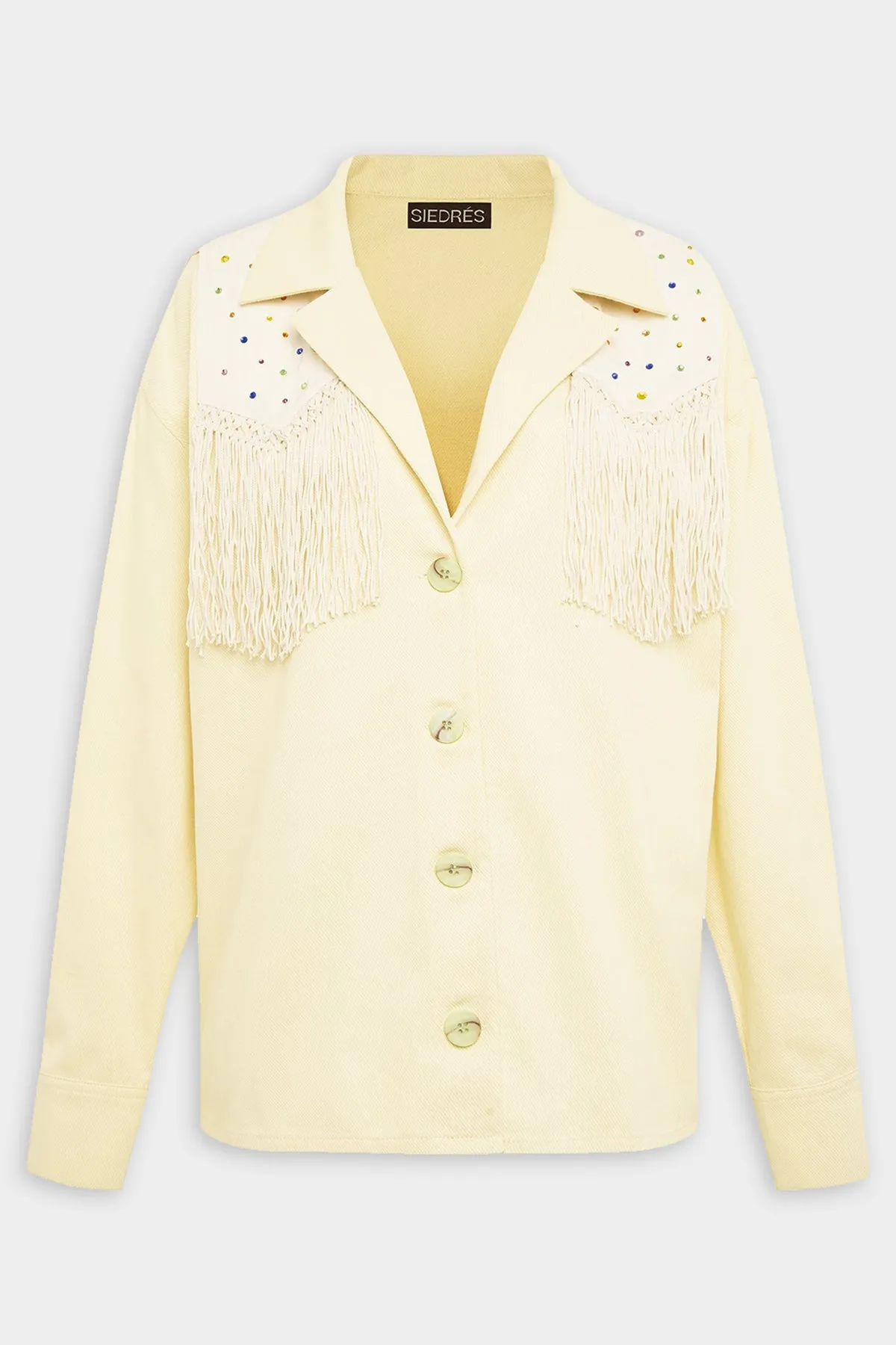 Isabel Fringe Overlay Jacket in Ecru