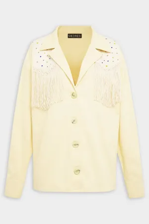 Isabel Fringe Overlay Jacket in Ecru