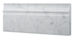 Italian Carrara White Marble Polished 5 X 12 Baseboard - Box of 5 Pcs.