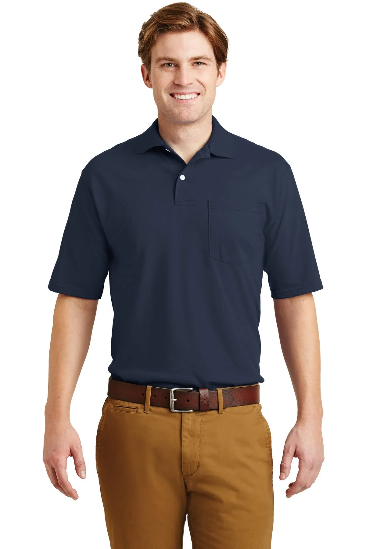 Jerzees Dri-Power Pocket Sport Shirt. 436MP Navy