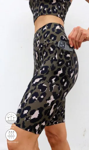 Jungle Leopard Eco Biker Shorts with Pockets