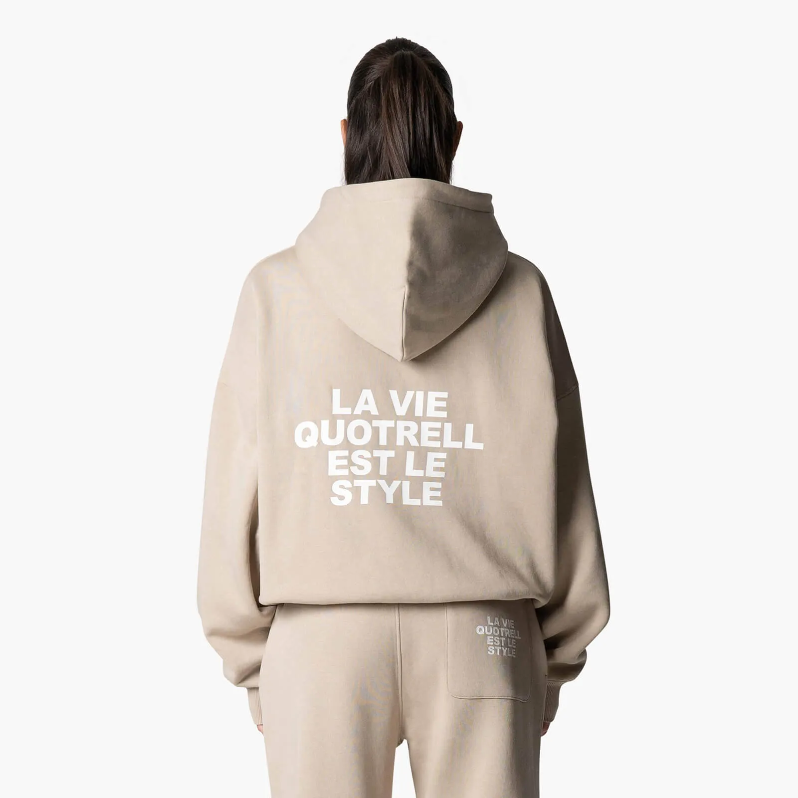 LA VIE HOODIE | TAUPE/WHITE