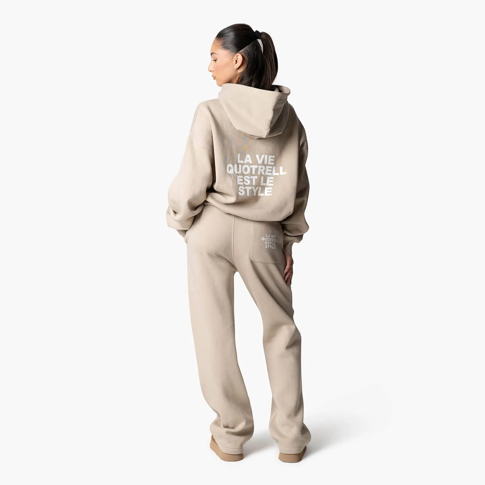 LA VIE HOODIE | TAUPE/WHITE