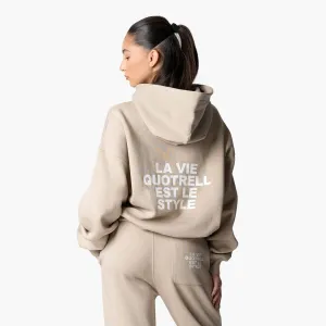 LA VIE HOODIE | TAUPE/WHITE
