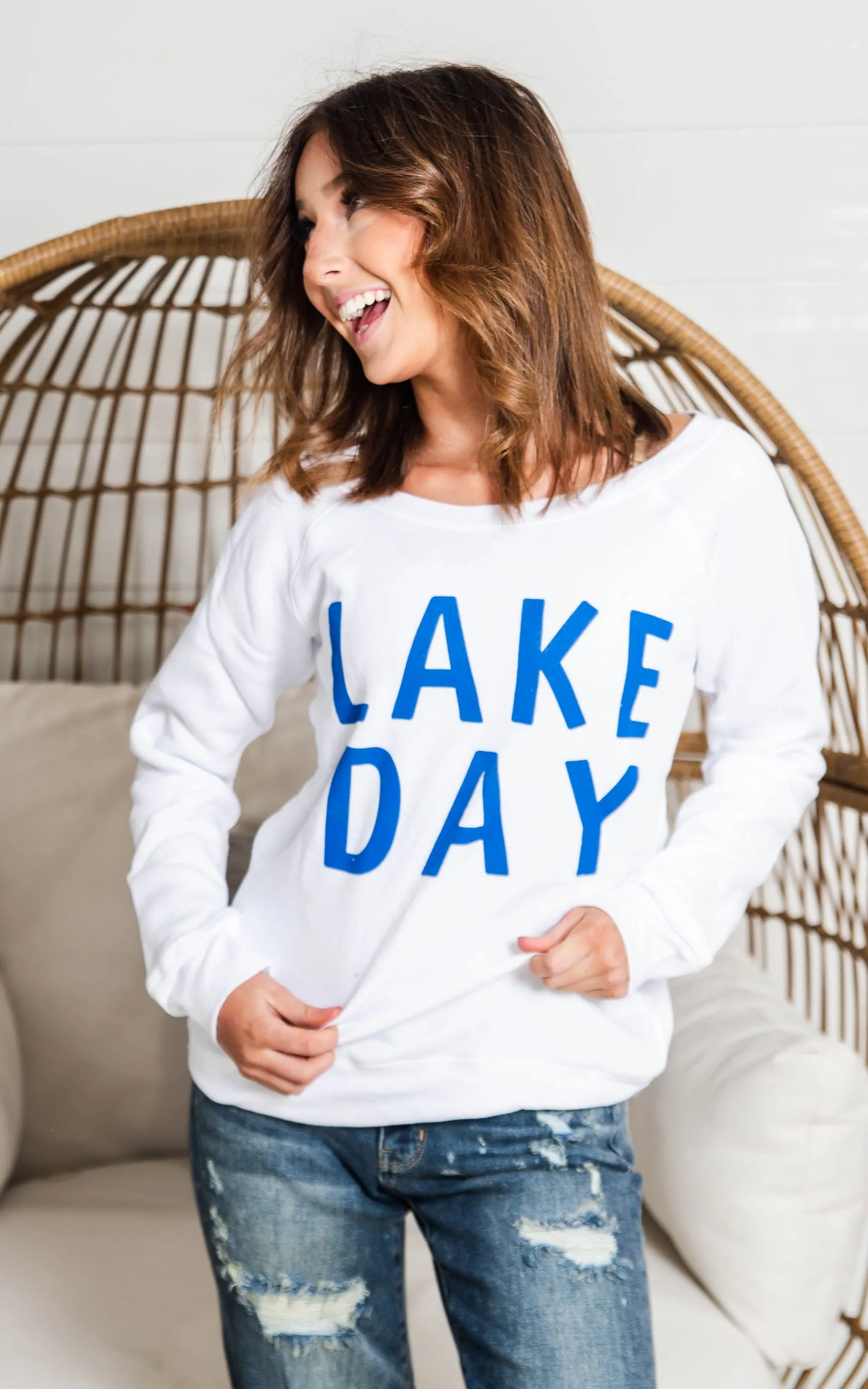 Lake Day Fleece Slouchy - White** - Final Sale