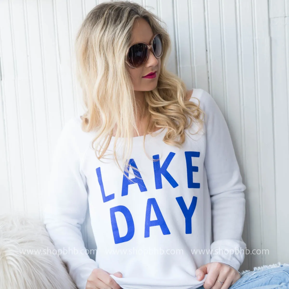 Lake Day Fleece Slouchy - White** - Final Sale