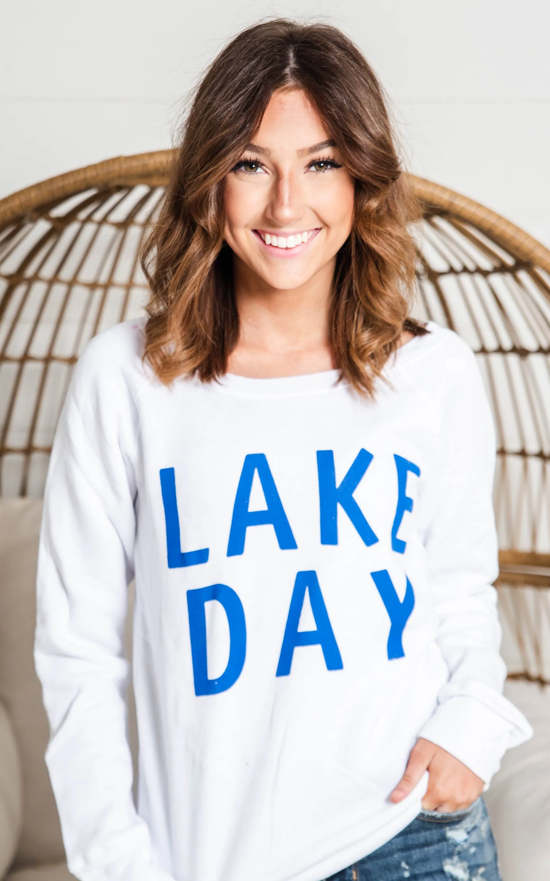 Lake Day Fleece Slouchy - White** - Final Sale