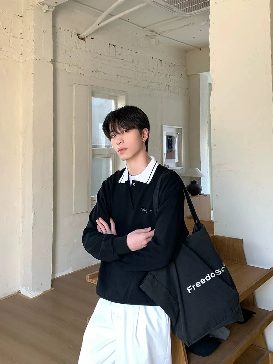 Lapel Long-Sleeve Sweatshirt