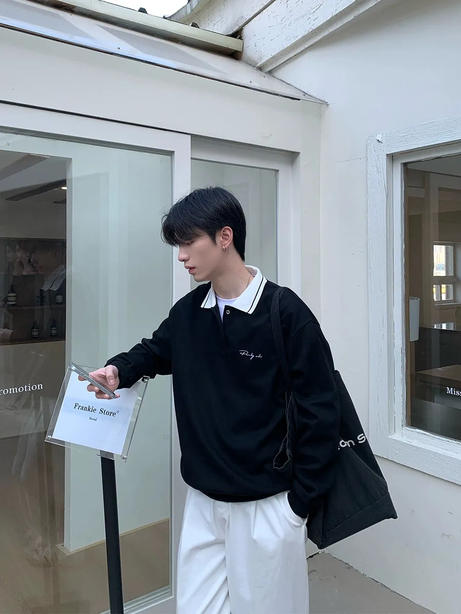Lapel Long-Sleeve Sweatshirt