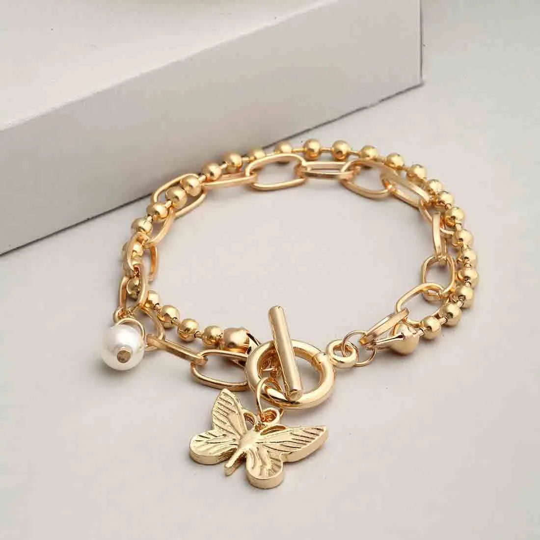 Layered Butterfly Charm Bracelet