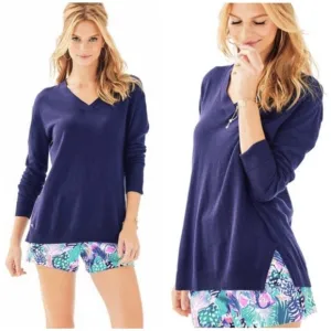 Lilly Pulitzer Blaine Tunic Sweater True Navy