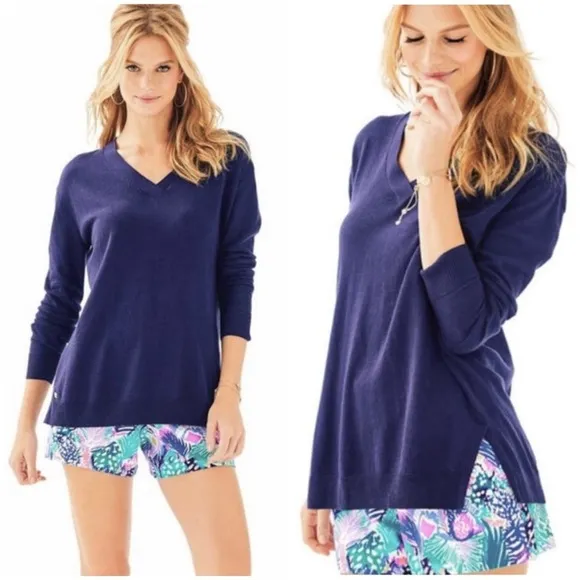 Lilly Pulitzer Blaine Tunic Sweater True Navy