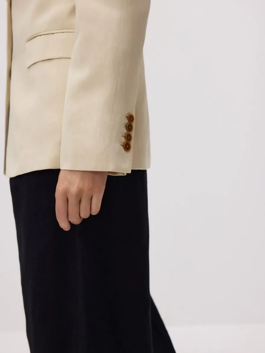 Linen blend satin blazer