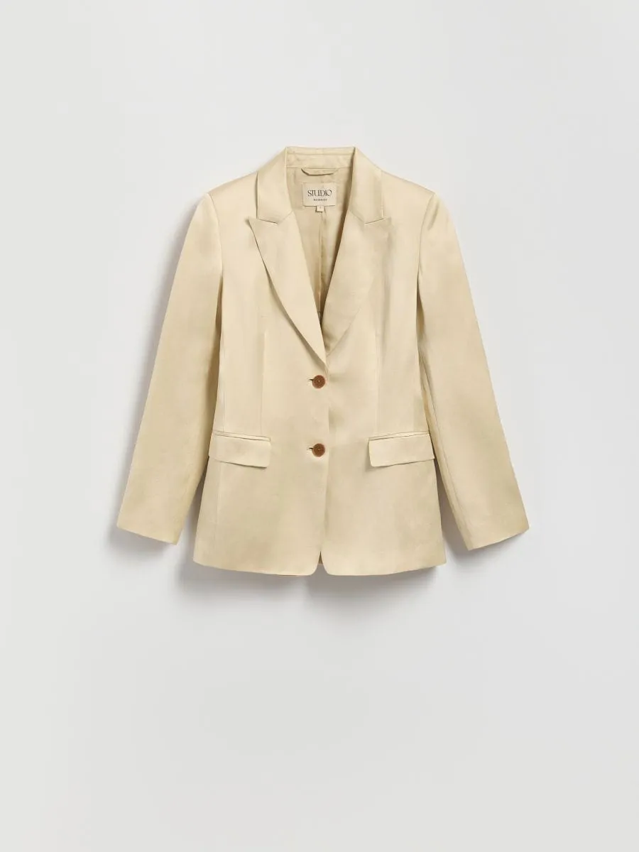 Linen blend satin blazer