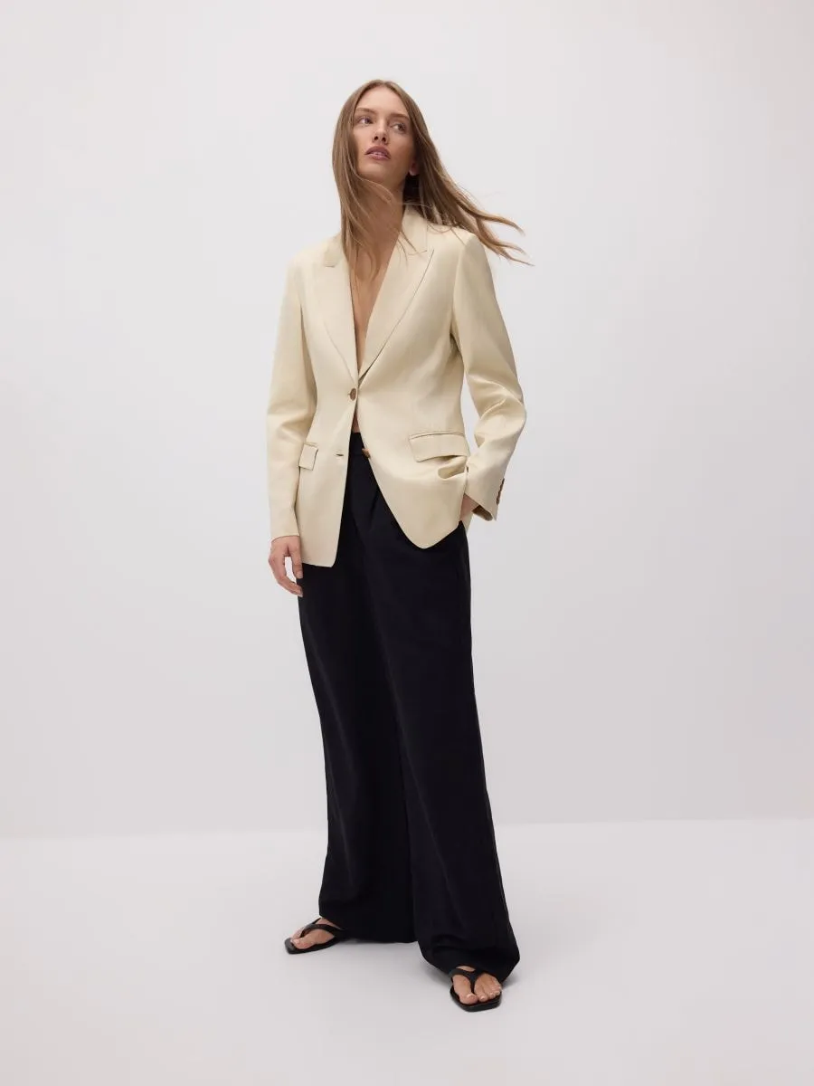 Linen blend satin blazer