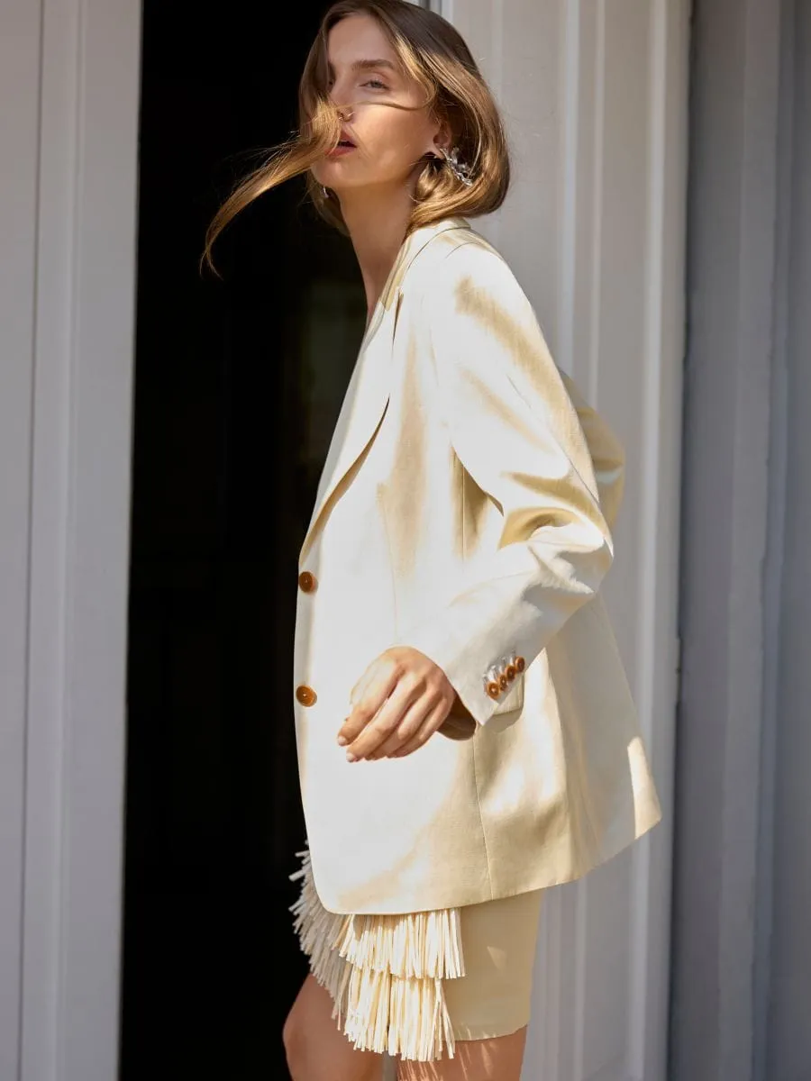 Linen blend satin blazer