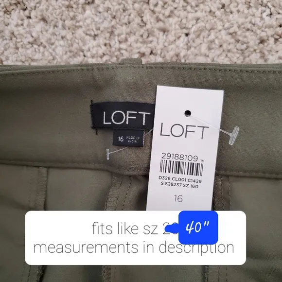 LOFT tie waist tailored mid rise shorts, 40&quot;, green