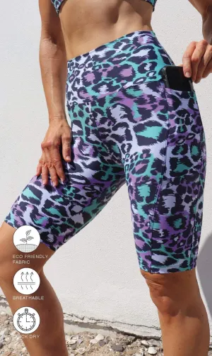 Magic Cheetah Eco Biker Shorts with Pockets