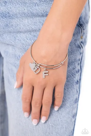 Making It INITIAL - Silver - F Bracelet - Paparazzi Accessories