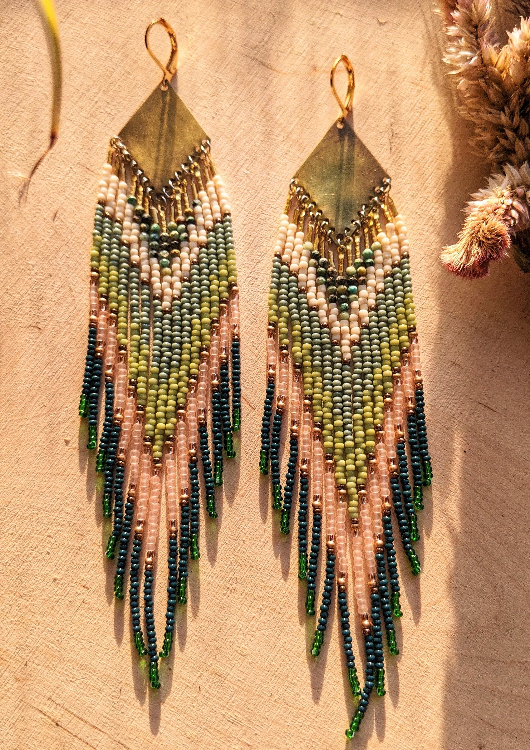Maria Felix Pink Turquoise Beaded Earrings
