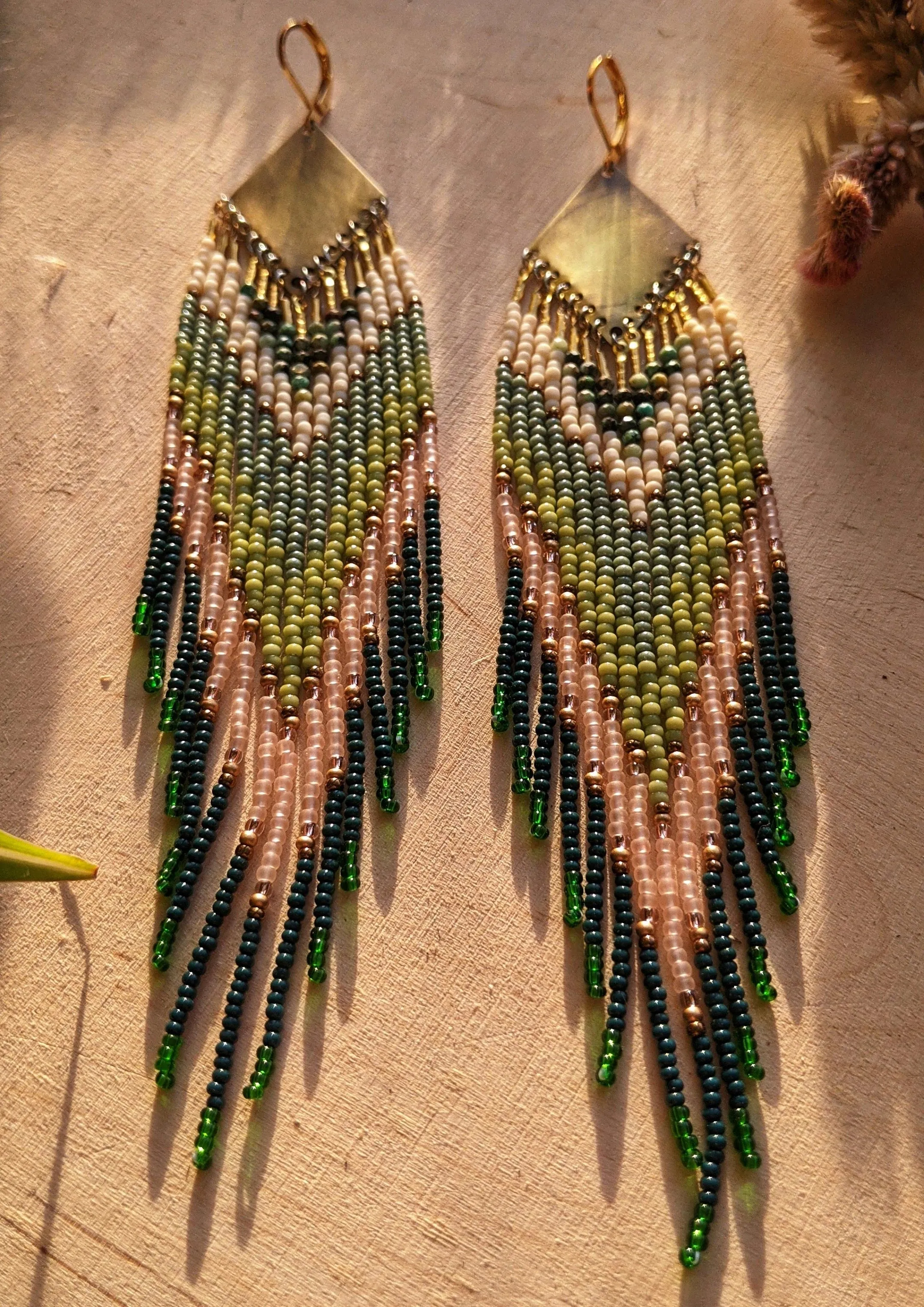 Maria Felix Pink Turquoise Beaded Earrings