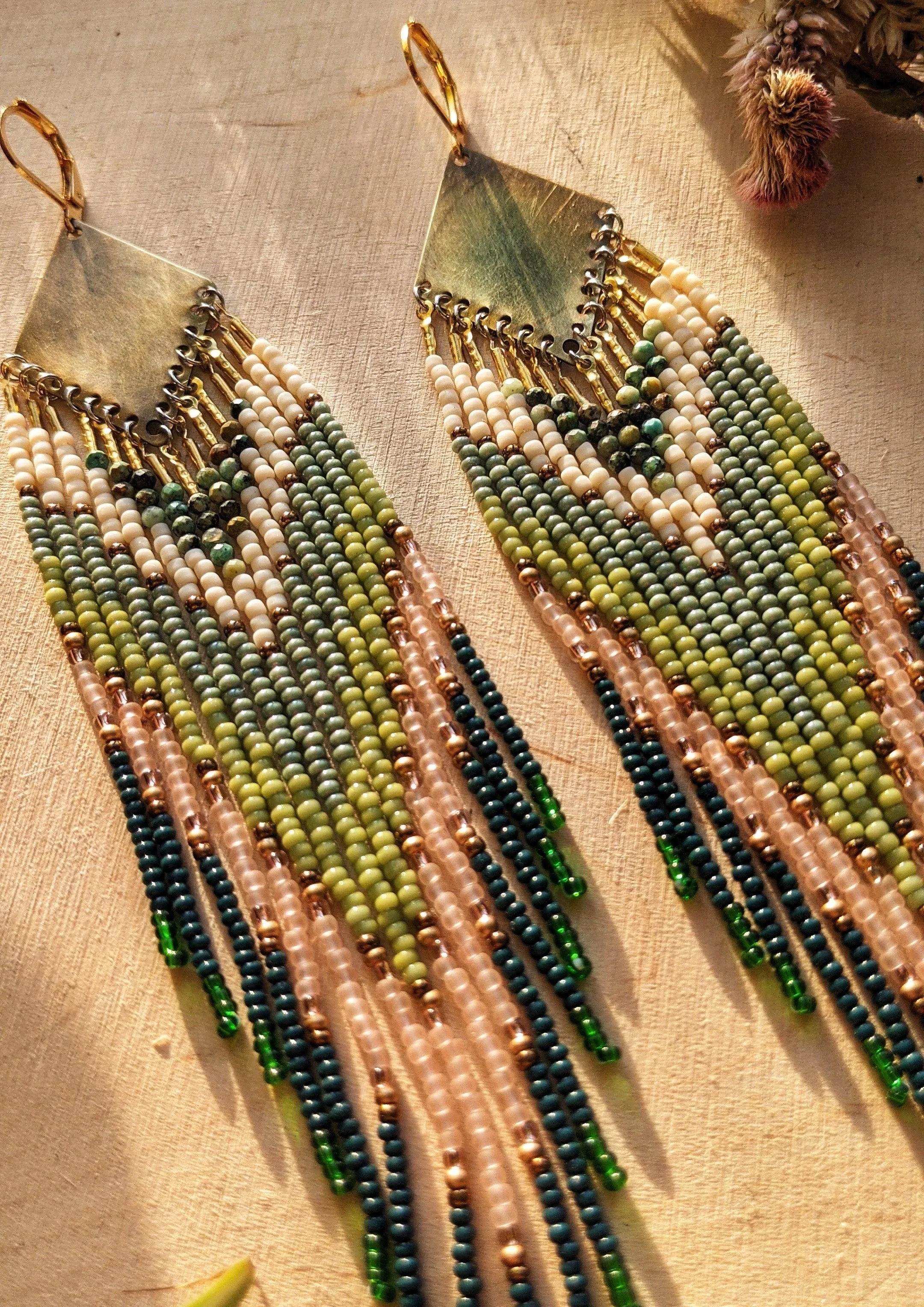 Maria Felix Pink Turquoise Beaded Earrings