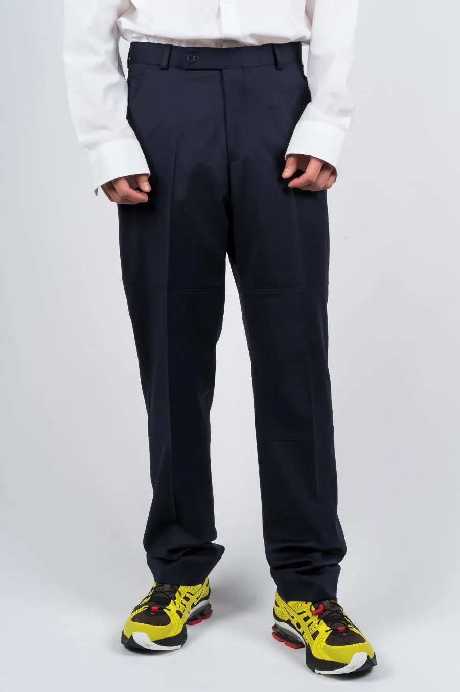 MARTINE ROSE PANELED TAILORED TROUSER NAVY